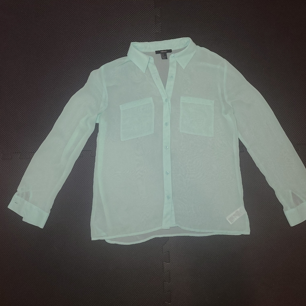 Forever 21 Green Sheer Blouse